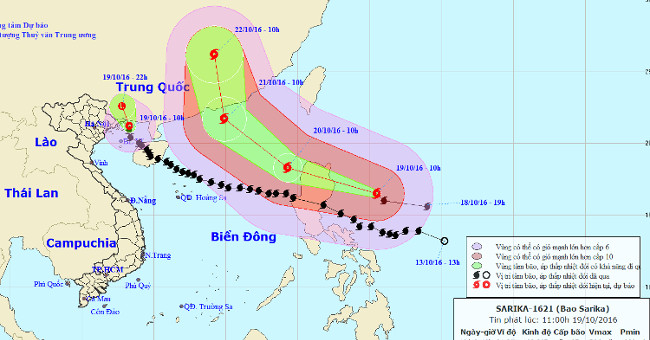 Typhoon Sarika weakens into a tropical depression