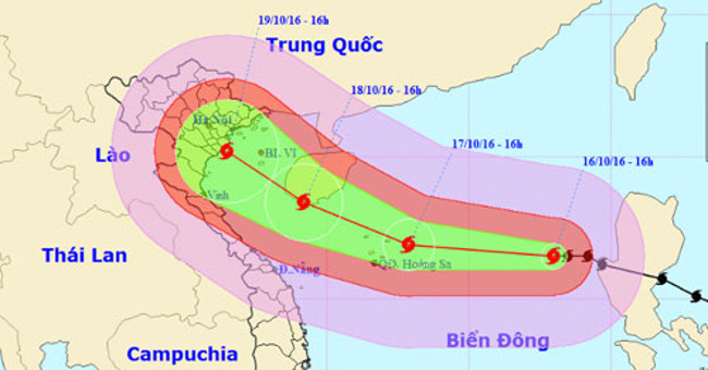 Typhoon Sarika will land in Vietnam