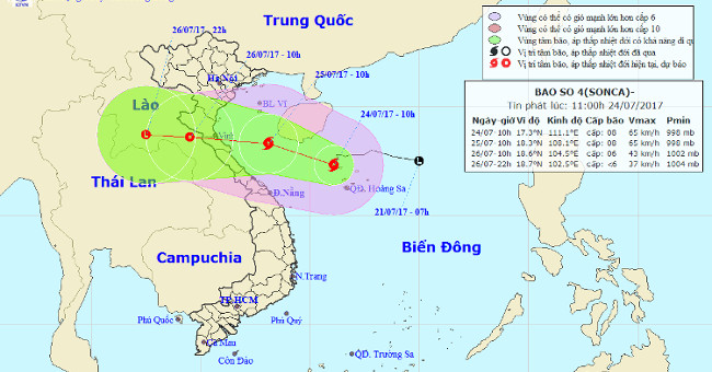 Typhoon Sonca tipped at level 10 toward Thanh Hoa - Quang Binh