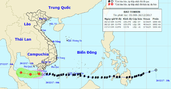 Typhoon Tembin weakened into a tropical depression