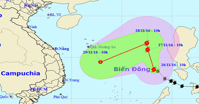 Typhoon Tokage on the East Sea, in the South Central Coast
