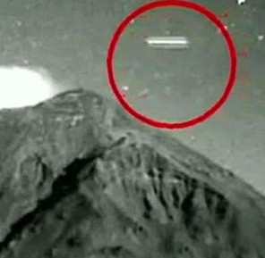 UFO appears on the erupting crater?