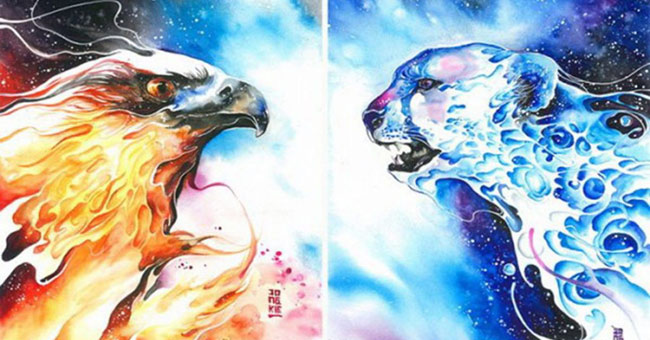 Unique animal world through watercolor paintings