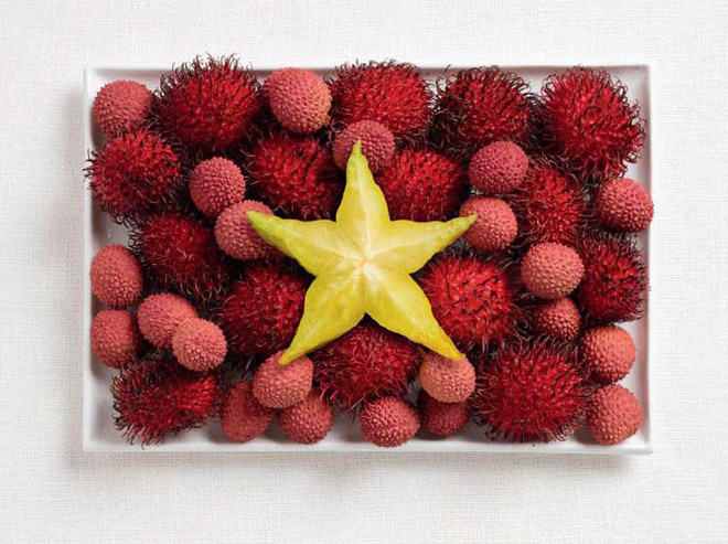 Unique flags made from traditional dishes