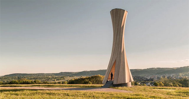 Unique spiral tower made of wood in the world first