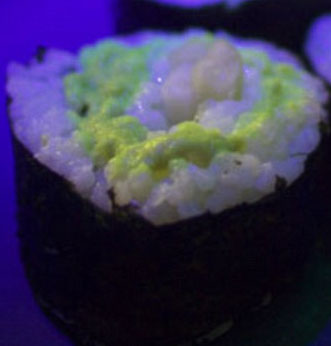Unique sushi made from glowing fish