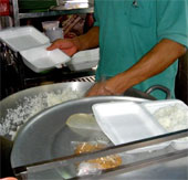 Use caution when using a foam container for hot food