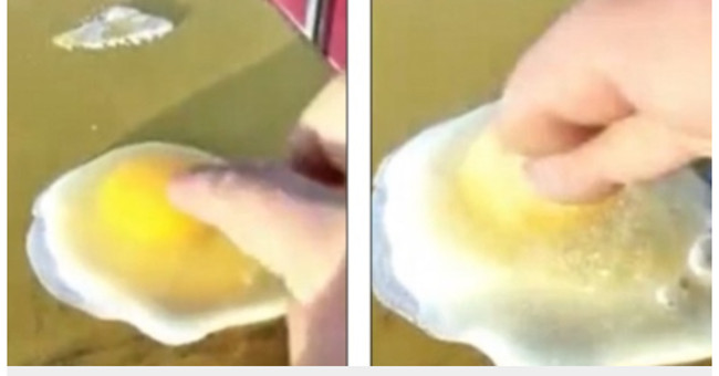 Video: Cold weather, broken egg has frozen for a few seconds