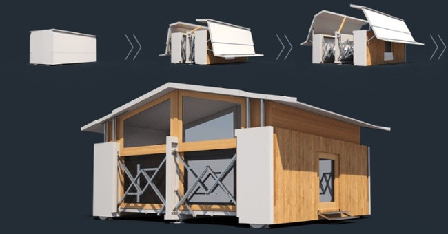 Video: Fully assembled mobile box house in 10 minutes