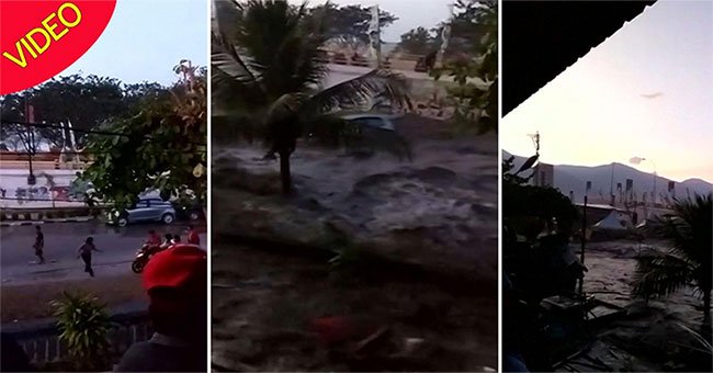 Video has never been published: The tsunami moment engulfed Indonesia's coastal city