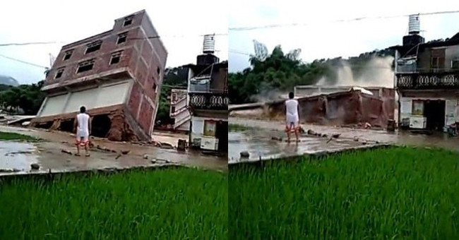 Video: The house was pulled down by the water into the sea for 10 seconds