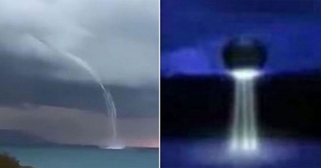 Video: UFO suspects to suck Mediterranean sea water with water cannon