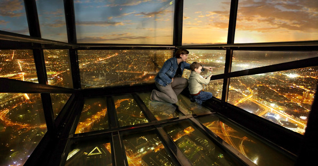 View from soaring glass bottom observatories