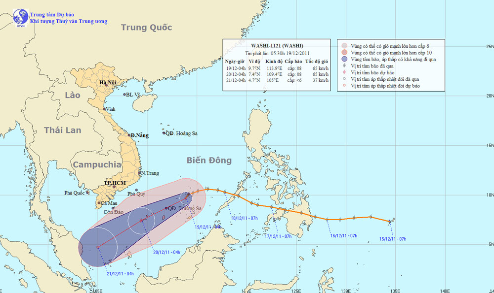 Washi storm raged on the South China Sea