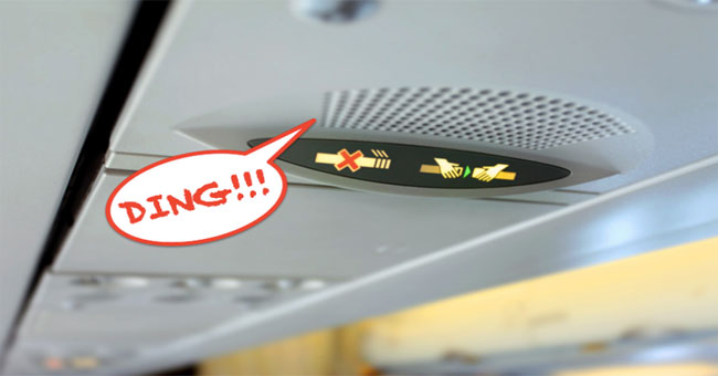What does 'ding' mean on the plane?