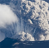 What happens when volcanoes erupt under a glacier?