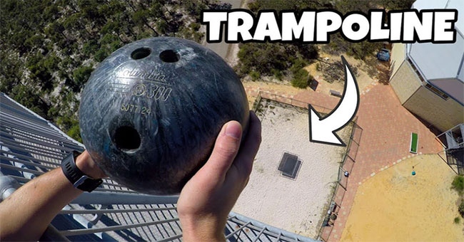 What if you drop a giant ice cube weighing 30kg from a height of 45m down the platform?