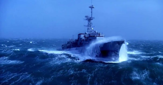 When modern warships confront ... sea storms