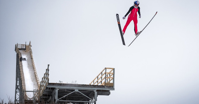 Why can skiers be so far and so high that they are unharmed?
