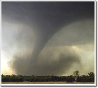 Why do tornadoes rarely appear in the city?
