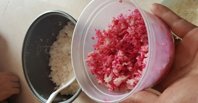 Why does rice for overnight change red?