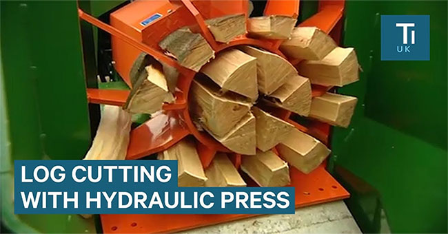 Wood splitting machine with 55 ton hydraulic pressure