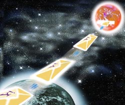 Yahoo launched a spaceship that spied the time into space
