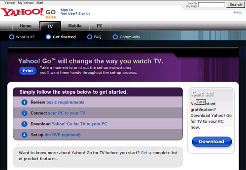 Yahoo's free software turns the PC into a video