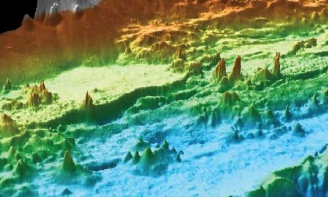 Picture 1 of Hundreds of hydrothermal nozzles undulating the seabed