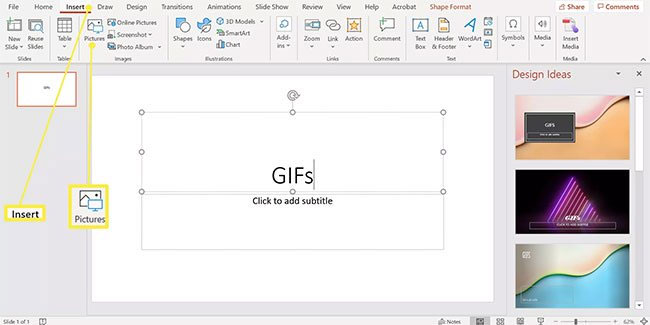 Picture 1 of Instructions for inserting GIF images into PowerPoint