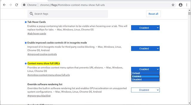 Picture 1 of Instructions to enable full URL display in Google Chrome