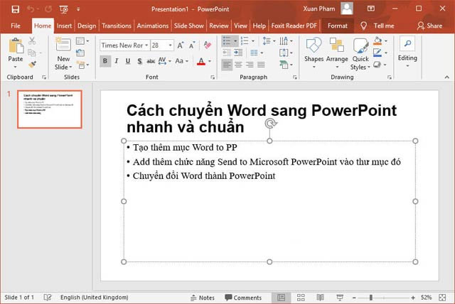 Picture 8 of Instructions to transfer Word content to PowerPoint automatically