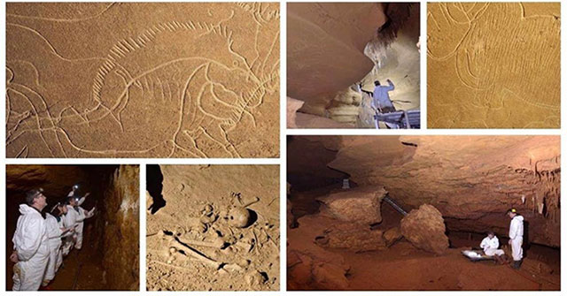 Caves with mysterious drawings in France