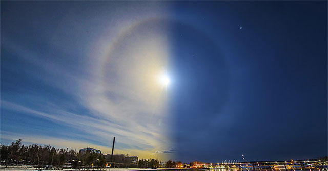 Close-up of strange 'halo' around the sun and moon around the world