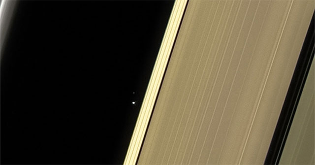 Earth and Moon viewed from a distance of 1.4 billion km
