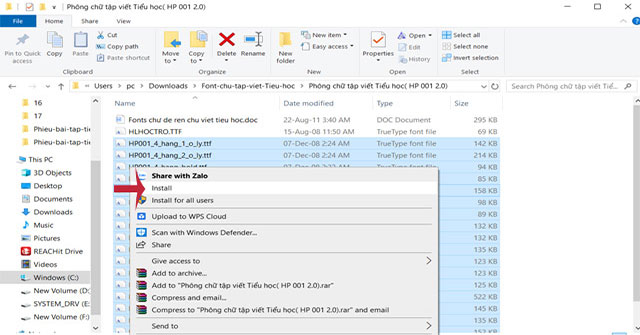 Instructions to create a notebook with elementary handwriting in Word