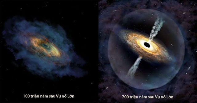 Quasars containing black holes are 1.5 billion times more massive than the Sun.