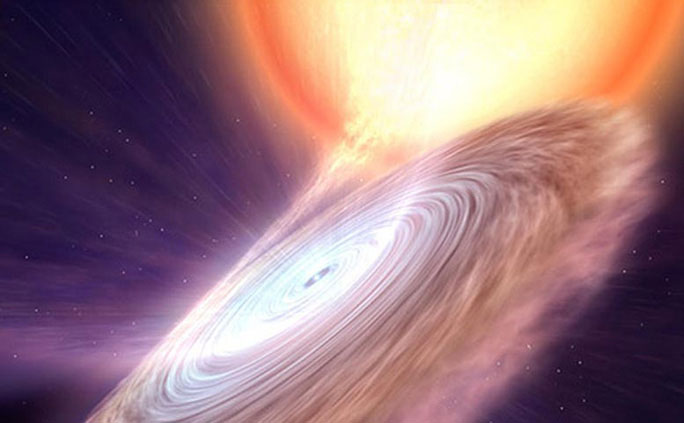 Picture 1 of 4 telescopes together 'catch' the cosmic monster that is tearing its companion
