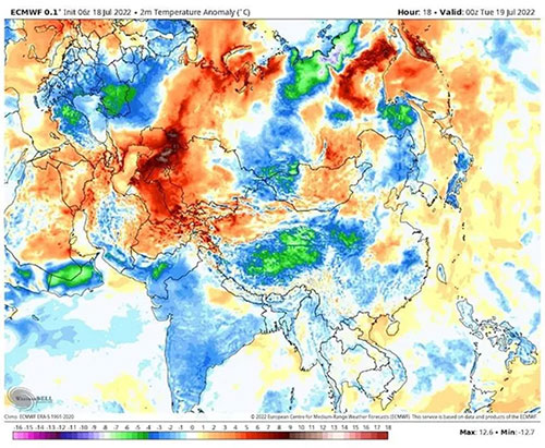 A series of maps depicting the terrible heat waves in the US and Europe Picture 1