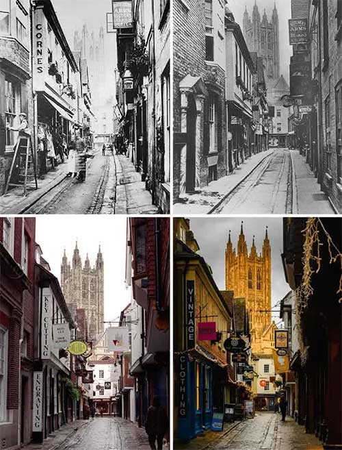 Picture 12 of A series of photos 'then and now' on streets around the world, proving the great influence of time
