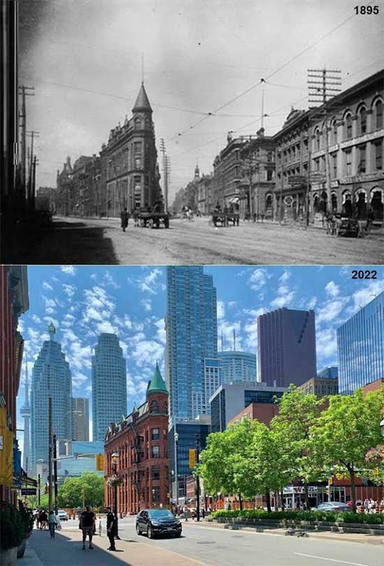 Picture 14 of A series of photos 'then and now' on streets around the world, proving the great influence of time