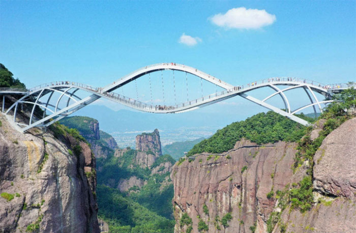 Picture 7 of A unique glass bridge winding through the clouds in China