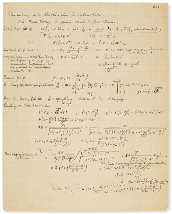 Albert Einstein Manuscript Auctioned for Millions of Dollars