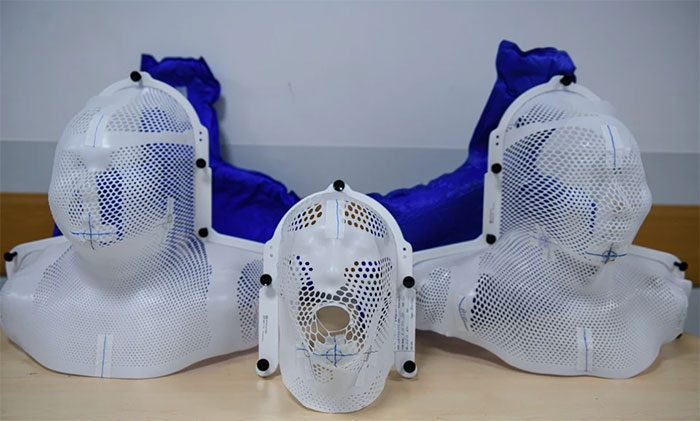 Picture 1 of Close-up of the process of 'making' cancer radiation therapy masks