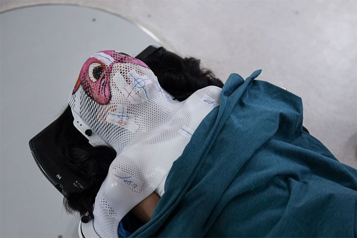 Picture 9 of Close-up of the process of 'making' cancer radiation therapy masks