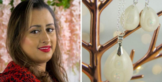 Picture 1 of Close-up of unique jewelry made from breast milk