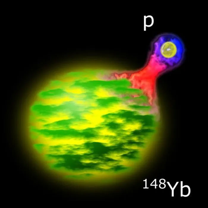 Picture 1 of Creating a strange, pumpkin-shaped atomic nucleus