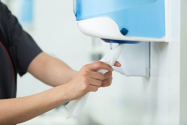 Picture 1 of Drying hands with paper towels helps prevent the spread of SARS-CoV-2 virus