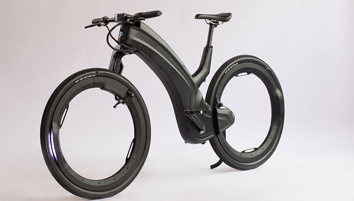 Electric bicycles with no spokes, 'invisible' wheel hubs, and advanced security technology. Picture 2