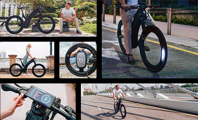 Electric bicycles with no spokes, 'invisible' wheel hubs, and advanced security technology. Picture 3